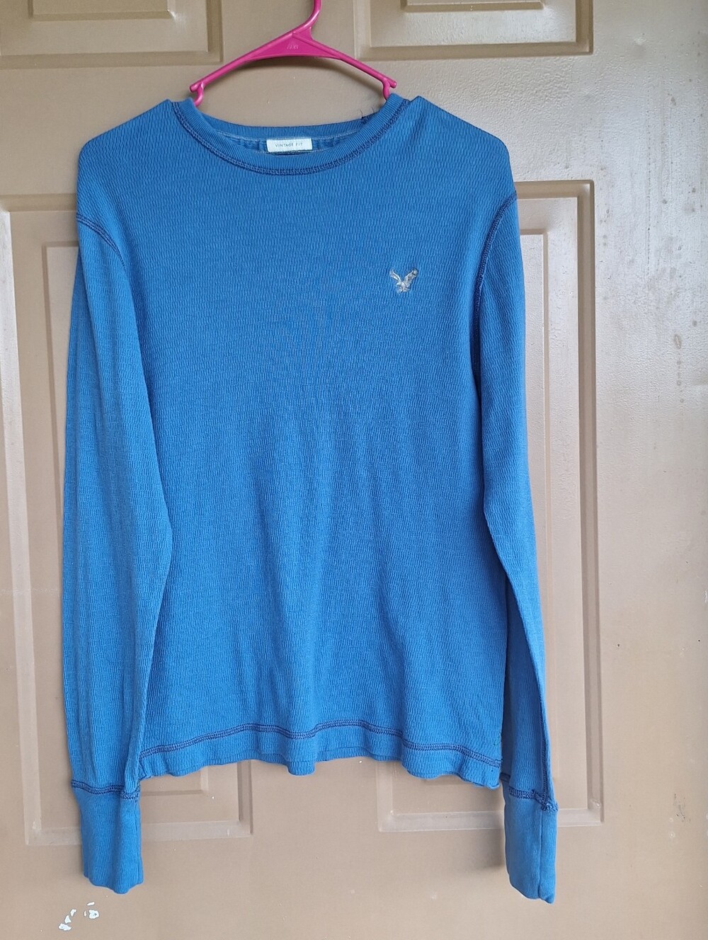 American Eagle Y2K skater grunge layering mens medium themal waffle knit shirt